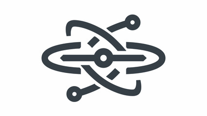 Abstract circular orbit icon with connected nodes. © Muchyar Design