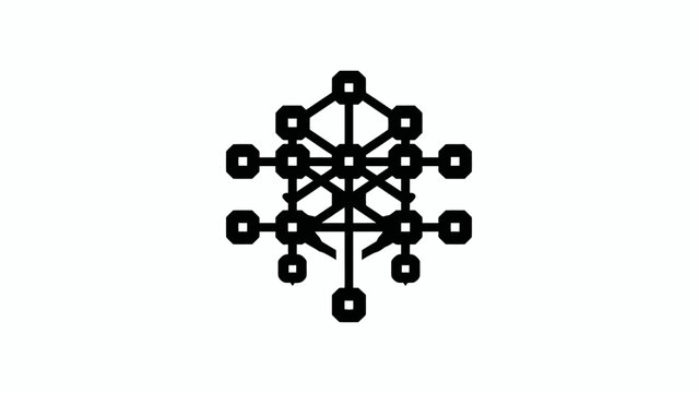 Black circuit node network tree logo icon.