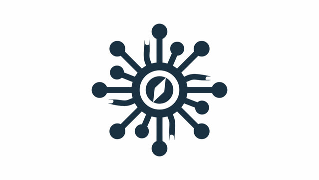 Black circular circuit node network icon.