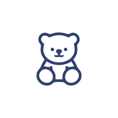 Fototapeta premium Cute linear outline icon of a teddy bear sitting toy with childhood illustration innocent friendly companion birthday minimalist decoration miniature collection