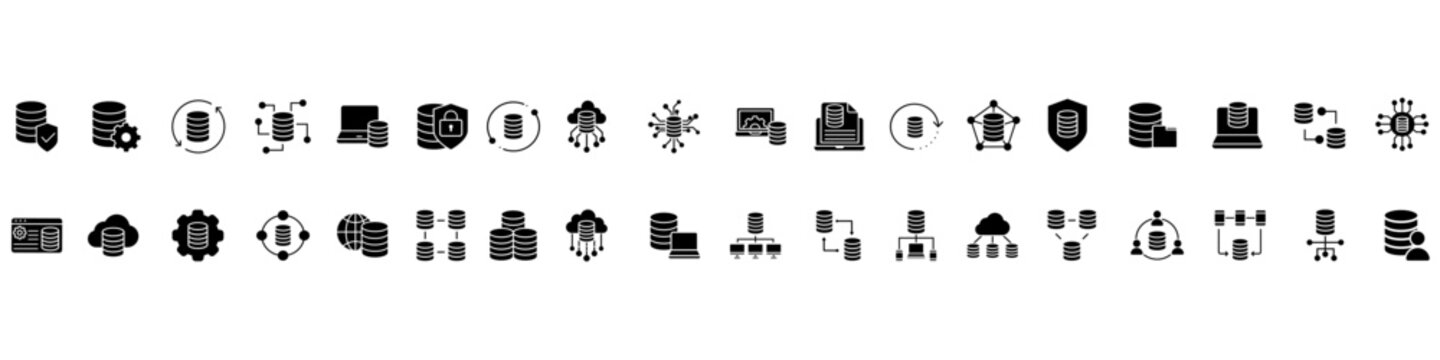 Server icon vector set. Data server illustration sign collection. Network server symbol. Cloud server logo or mark.