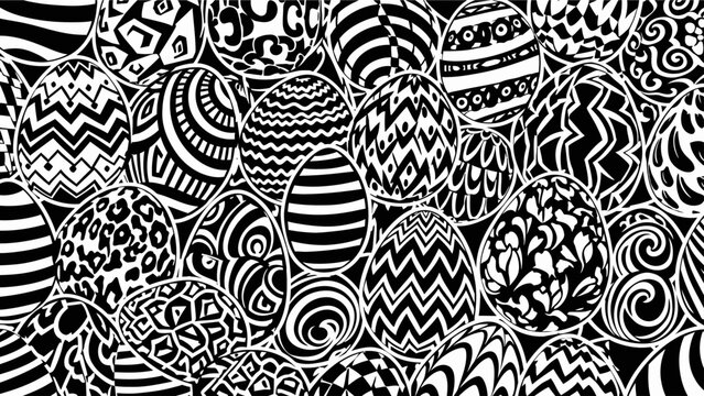 Black and White Easter Eggs Pattern Background