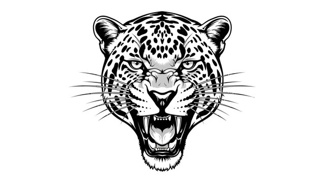 Aggressive Leopard Head Mascot Illustration