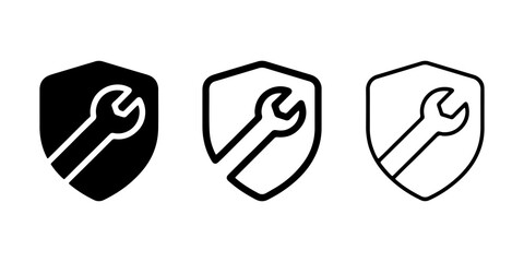 Shield with wrench icon set, isolated on transparent background © MSTZULEKHA