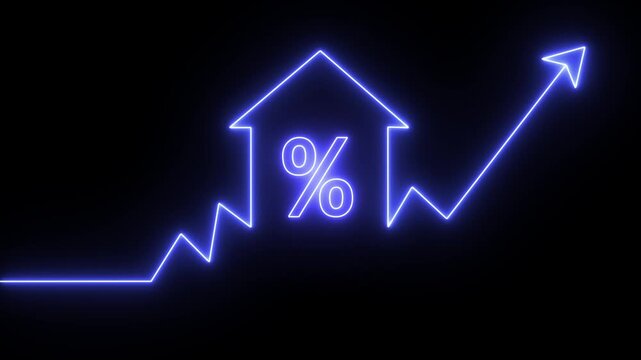 A graphic illustration representing real estate property growth, commonly used for stock footage or illustrations.