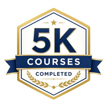 Elegant digital badge celebrating the successful completion of five thousand courses, symbolizing a significant educational milestone and achievement in online learning and professional development