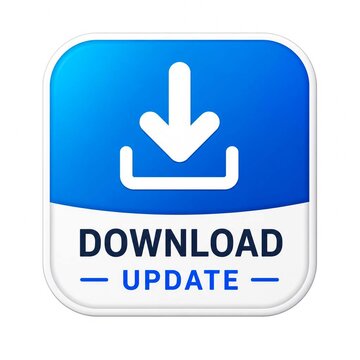 Modern Blue Square Download Update Icon featuring a White Downward Arrow for Software Installations