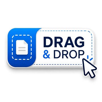 Drag and Drop interface element with cursor icon and document symbol for digital file management