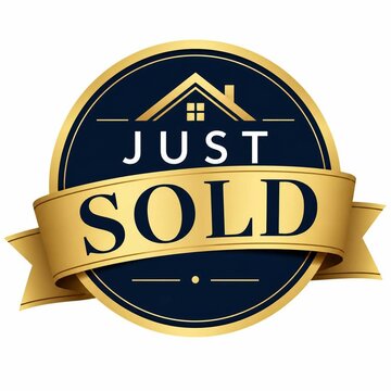 Golden Emblem Badge Featuring A House Icon For Real Estate Property Transaction Announcement