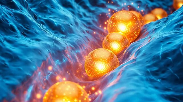 Dopamine Molecules Rising Like Golden Bubbles Through a Synaptic Gap
