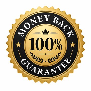 100% Money Back Guarantee Seal, Ensuring Customer Satisfaction and Trustworthy Transactions