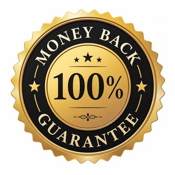 Gold Premium Quality Assurance Circular Seal Emblem for Guaranteed Customer Satisfaction and Secure Online Purchase Transactions