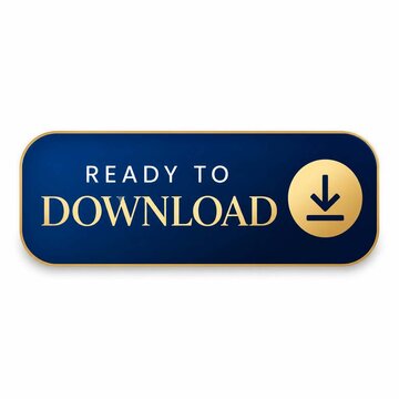 Premium Ready to Download Button Vector. Modern Digital Interface Element with Golden Text on a Blue Rounded Banner for Web and Mobile Applications