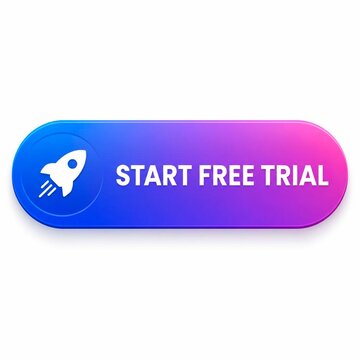 Dynamic Call-to-Action Button Design Start Free Trial with Rocket Launch Symbol for Digital Interface