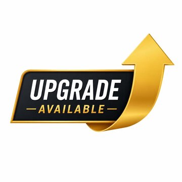 Dynamic banner graphic promoting availability of enhanced features and improved services, highlighted by a bold upward pointing arrow