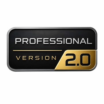 Sleek professional software version indicator with modern metallic design aesthetic