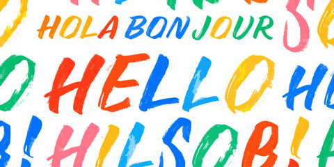 Multilingual Hello Typography Colorful Vector Illustration On White Background © Suvro