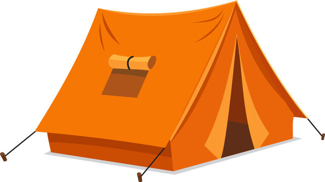 Orange Camping Tent Vector Graphic for Outdoor Adventure, Travel & Recreation Design Assets