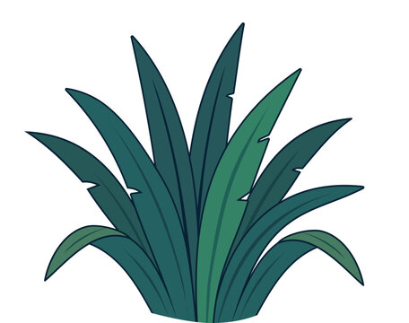 Green Tropical Plant Illustration for Commercial Design, Game Asset, Nature Graphics