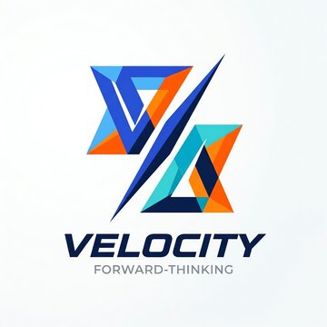Velocity Forward-Thinking Abstract Logo with Geometric Shapes and Blue/Orange Colors