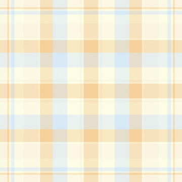 Contemporary tartan plaid design with a classic woven appearance and light yellow and beige tones. The seamless pattern recreates the look of woven fabric for decorative surface backgrounds.