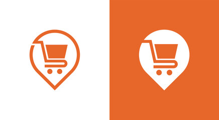 Shopping cart location icon design in two color variations. © Ultranova