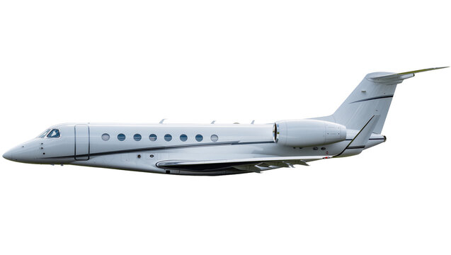 White private jet airplane with windows and engines