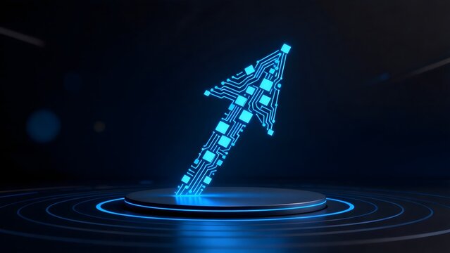 Blue glowing arrow circuit design