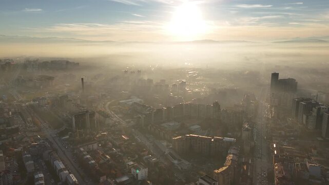 morning fog over the city