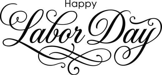 Happy labor day silhouette typography elegant calligraphy design isolated on transparent background for holiday graphics © Faozia_Akter_Tasnim