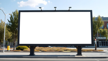 Fototapeta premium Big dual vertically billboard with white blank space for mockup, close-up. White tone