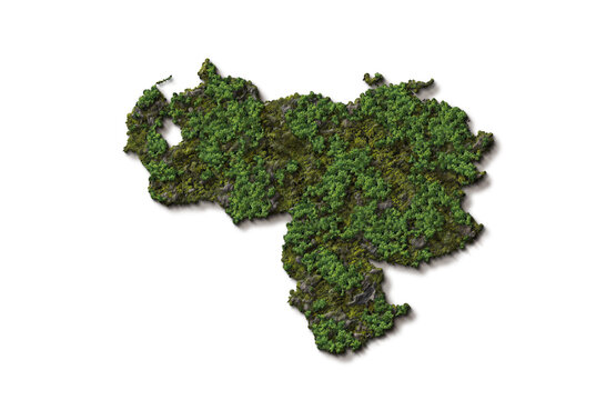Simple Venezuela 3D Green Map concept background.