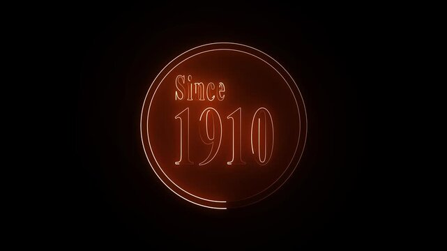  A futuristic neon "SINCE 1910" title animation featuring a glowing circular neon ring on a transparent background.
