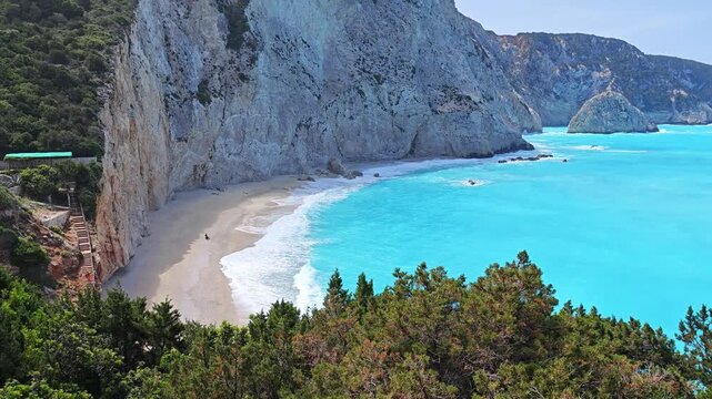 Amazing Panorama of Lefkada Coastline near Porto Katsiki beach, Ionian Islands, Greece