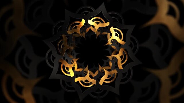 Ramadan Kareem, Golden Geometry Pattern, Loop Alpha Background