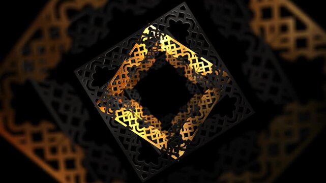 Ramadan Kareem, Golden Geometry Pattern, Loop Alpha Background