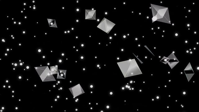 low poly floating diamonds in deep space