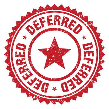 deferred red grunge round stamp. deferred stamp
