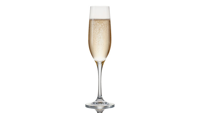 Champagne flute filled with sparkling wine and bubbles