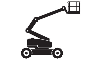 Naklejka premium Boom Lift silhouette, aerial work platform, vector isolated on white
