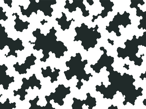 Black and white abstract pattern resembling cow print or dalmatian spots.