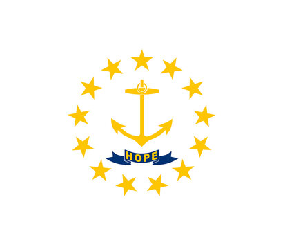 Fag of Rhode Island isolated in heart shape.