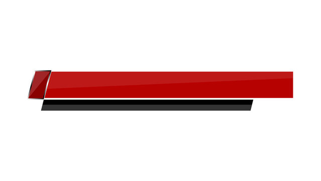 Modern red lower third graphic, professional broadcast news overlay bar, sleek digital video title template for television and streaming isolated PNG with Transparent Background
