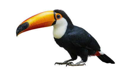 Fototapeta premium Toco Toucan bird with large colorful beak and black plumage