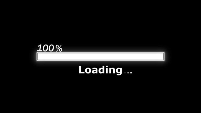 Minimalist loading bar percent and loading text progress waiting and digital update status animation