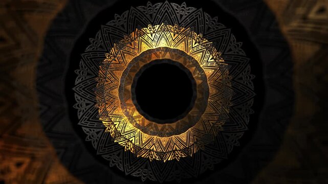 Ramadan Kareem, Golden Geometry Pattern, Loop Alpha Background