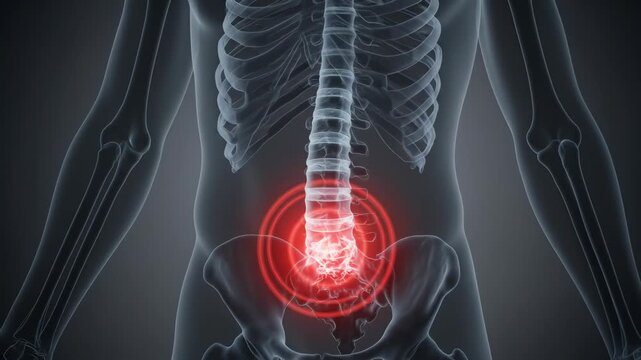 Elderly woman affliction: spinal discomfort, back ache, osteoporosis diagnose, bone fragility, vertebra compress, medical, body pain, human skeleton.