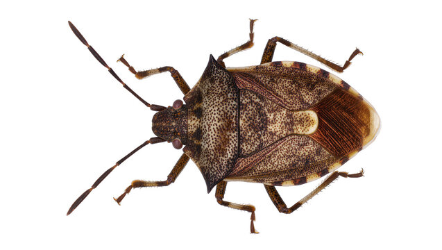 Brown marmorated stink bug insect macro detail
