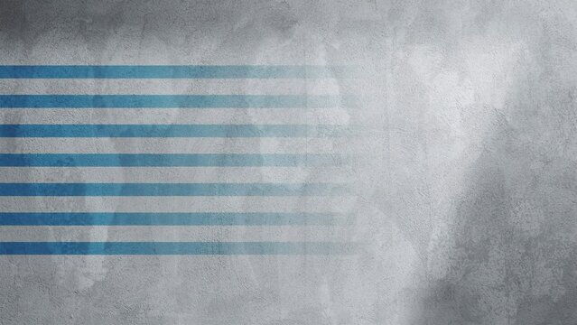 Abstract blue horizontal stripes fading on grunge gray textured background