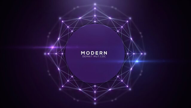 Abstract modern geometric background with glowing lines and purple circle